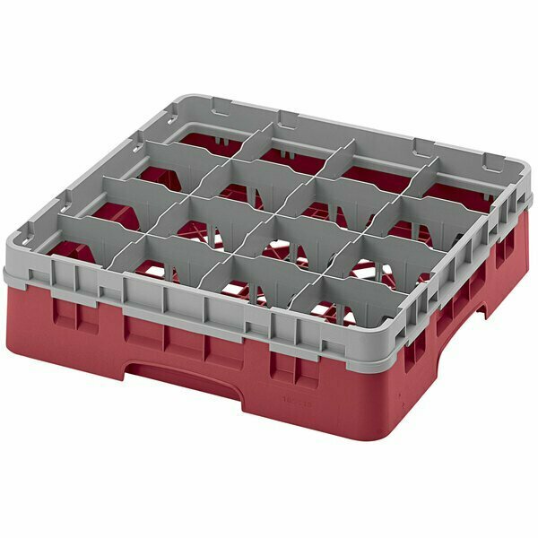 Cambro 16S418416 Camrack 4 1/2'' High Customizable Cranberry 16 Compartment Glass Rack 21416S418CR